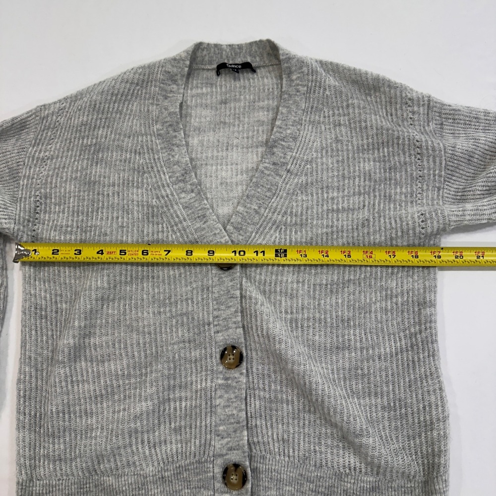 Quince Alpaca Wool V-Neck Cardigan Womens Size M Heather Grey Ribbed Minimalist - Picture 5 of 6